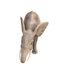 African elephant depicted in various poses and angles, pose #03. 3D model, PNG.