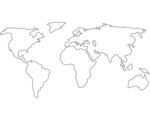 map of the world isolated on white