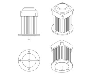 isolation electric motor on white