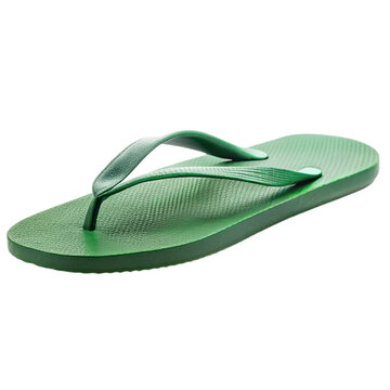 Green flip flop isolated on transparent background.