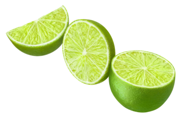 Sliced lime fruits cut out