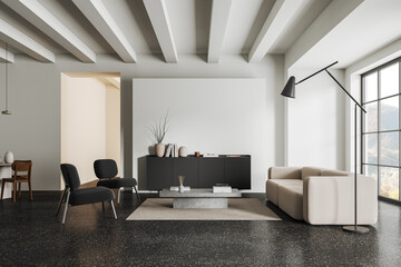 Obraz na płótnie Canvas White sofa in modern white living room