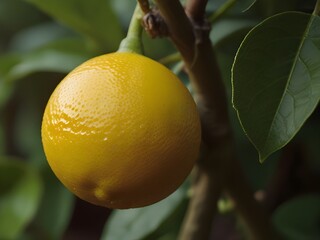 Bright lemon on vine, generative AI