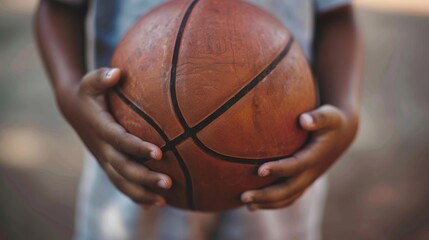 Fototapeta premium Close-up of Hands Holding Basketball