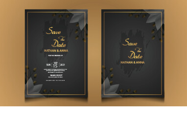 Hand drawn floral wedding invitation card template