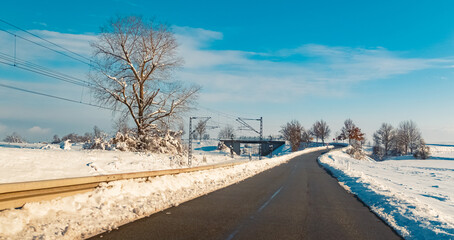 Winter wonderland view at Aholming, Deggendorf, Bavaria, Germany