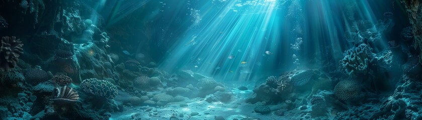 Neurotechnology-enhanced scuba diving in prehistoric underwater caves - obrazy, fototapety, plakaty