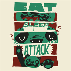 Eat Sleep Attack Panda Graphic art, Hunting t-shirt design for hunter
