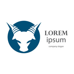 aggressive horned bull head logo design