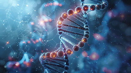 3D illustration of DNA - obrazy, fototapety, plakaty