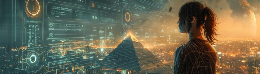 Android pharaohs ruling over a high-tech Ancient Egypt - obrazy, fototapety, plakaty