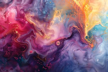 : A dreamlike canvas of fluid, abstract orbs, connected through a harmonious dance of colors and...
