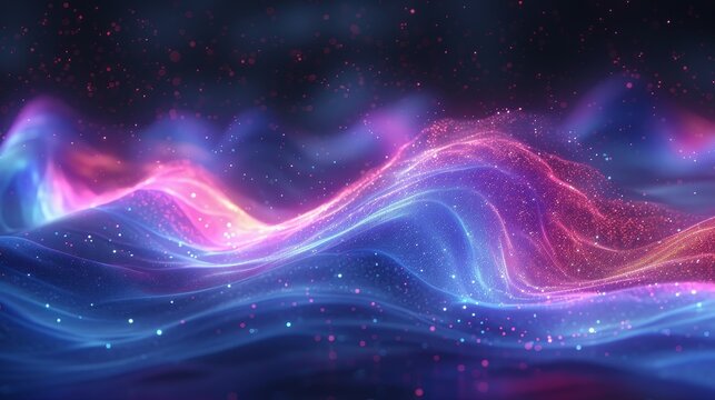 A colorful, swirling wave of light and color. The image is a representation of a dreamlike, otherworldly landscape