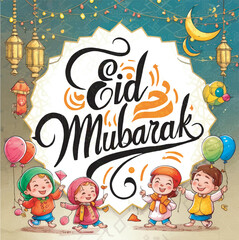 Obraz na płótnie Canvas Creative Eid Mubarak Vector Artwork for Digital Invitations