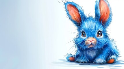   A digital painting of a blue rabbit Repeated rabbit is unnecessary - obrazy, fototapety, plakaty