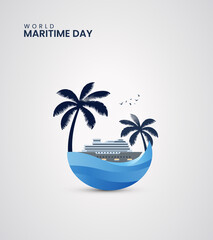 World Maritime Day, Maritime creative concept for social media banner, poster, vector illustration