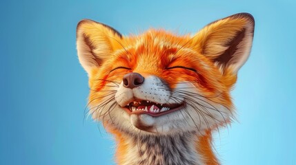   A close-up of a fox with its mouth agape and eyes closed