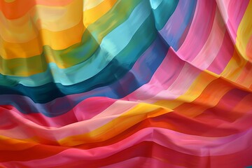 : A floating, vibrant mass of colorful stripes, gently swaying from side to side, evoking a peaceful and soothing atmosphere. - obrazy, fototapety, plakaty