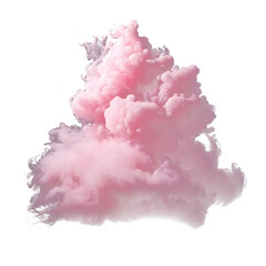 Realistic pink fluffy cloud isolated on white and transparent background, Cloud sky background for your design