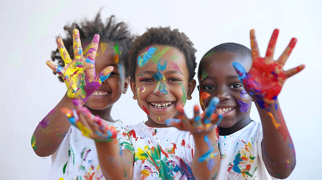 Children Having Fun with Paint and Creativity