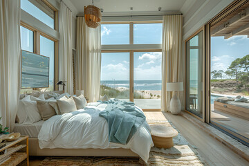 Tranquil Retreat: Seaside Bedroom with Panoramic Windows