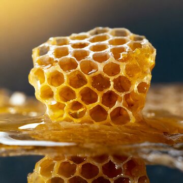 close up of honeycomb with honey