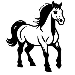 Strong black and white horse symbol, horse logo