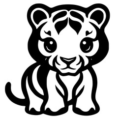 Playful Cartoon Tiger Vector: Cheerful Illustration of a Lively Big Cat