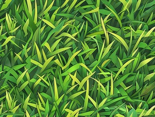 Lawn grass seamless background - cartoon natural green fresh backdrop