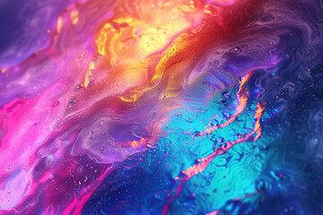 horizontal illustration of a colourful fluorescent abstract wavy background - obrazy, fototapety, plakaty
