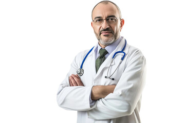 A doctor posed in a frame isolated on transparent background