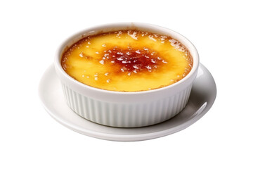 Creme Brulee in cup isolated on transparent background.