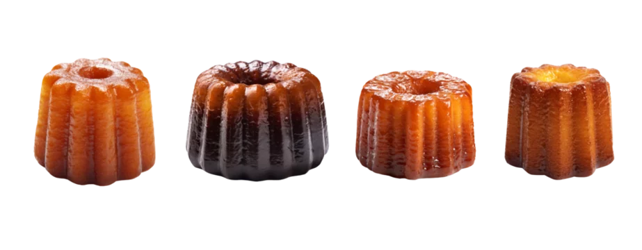 Set of Canele isolated on transparent background,famous frence dessert.
