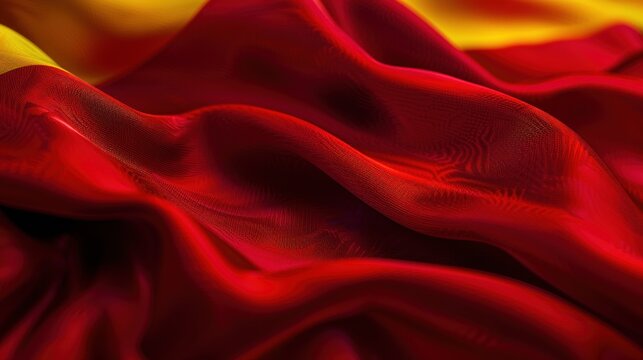 Wavy Spanish flag. fabric texture background