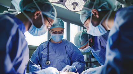 The Medical Team is performing surgery operation in the operating room - obrazy, fototapety, plakaty