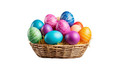 Fototapeta na wymiar easter eggs in basket isolated on transparent background