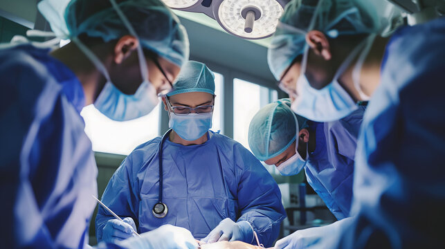 The Medical Team is performing surgery operation in the operating room