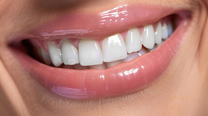 Close Up of Womans Beautiful White Smile