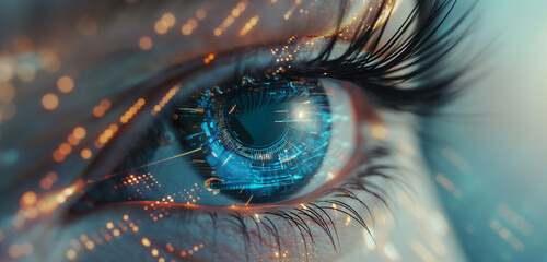 Human Eye with High-Tech Digital Interface - obrazy, fototapety, plakaty