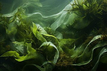 Ubiquitous World ocean seaweed. Nature reef template. Generate Ai