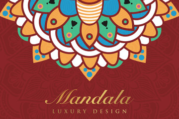 Luxury mandala invitation greeting card design, circular pattern vector design,