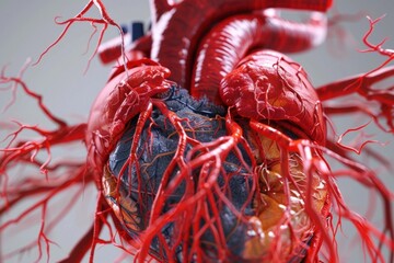 Detailed 3D Rendering of Human Heart Showing Intricate Anatomy and Functionality