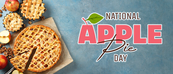 Tasty apple pies on color background © Pixel-Shot