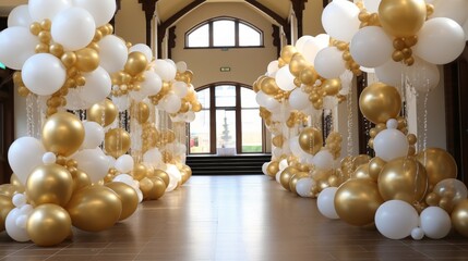 Elegant White and Gold Balloon