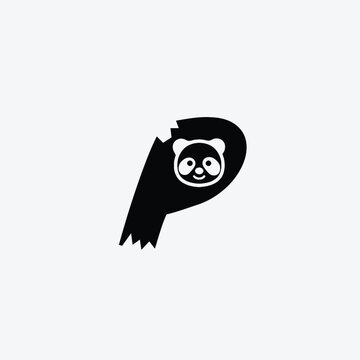 Letter p logo like a panda moren and simple