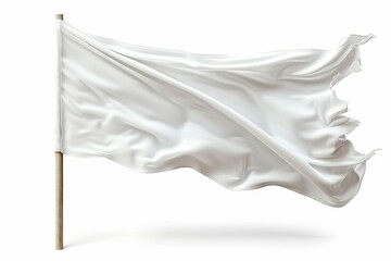A white flag is seen on a white background, and it includes a clipping path, Generative AI 