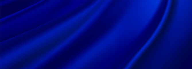 Navy blue silk satin fabric as background. Elegant Silk satin velvet material. Curtain, drapery. Wavy soft folds. Luxury background for Web banner. Birthday, Christmas, New Year, holiday. Vector EPS10