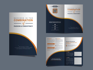 Modern business bifold brochure template layout design, corporate brochure editable template layout for your business