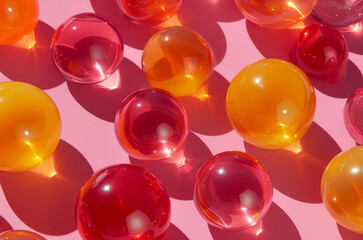 A pile of colorful balls, close-up