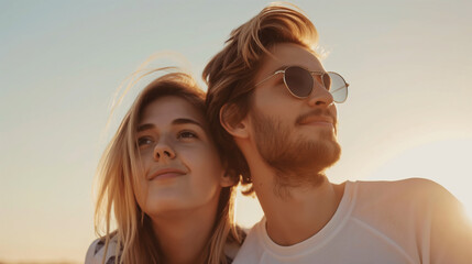 Fototapeta premium Young white couple enjoys a peaceful moment